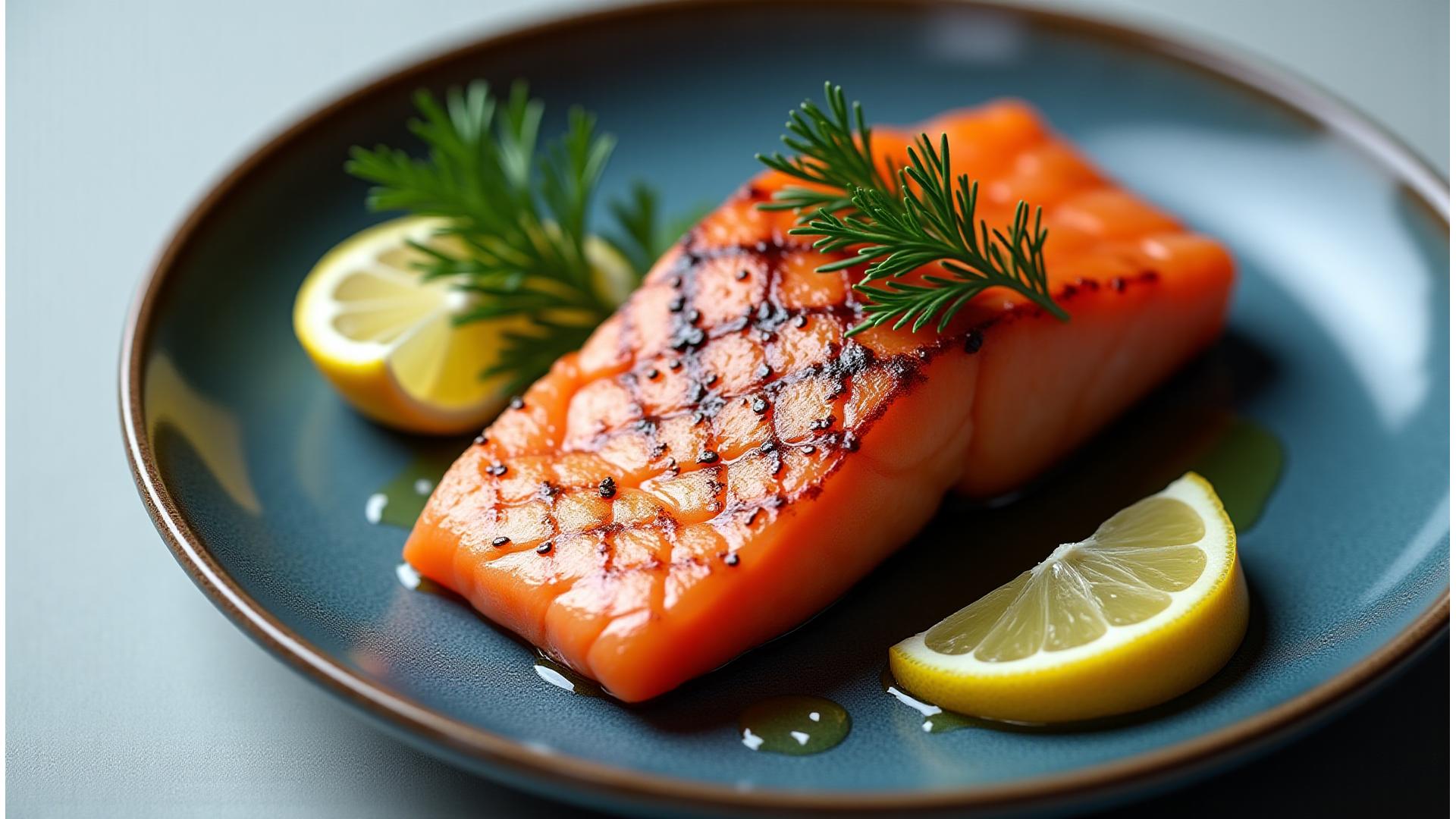 Appetittvekkende norsk laks med friske urter, delikat anrettet på tallerken