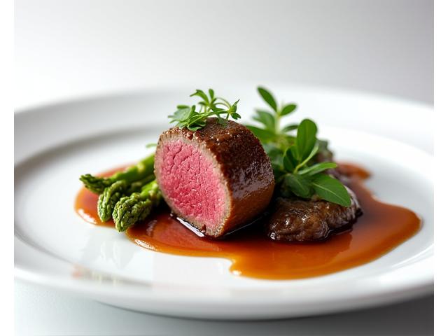 Nydelig anrettet restaurantrett for menyfotografering, med perfekt belysning