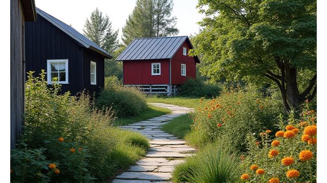 Tradisjonell norsk hage med stabbur